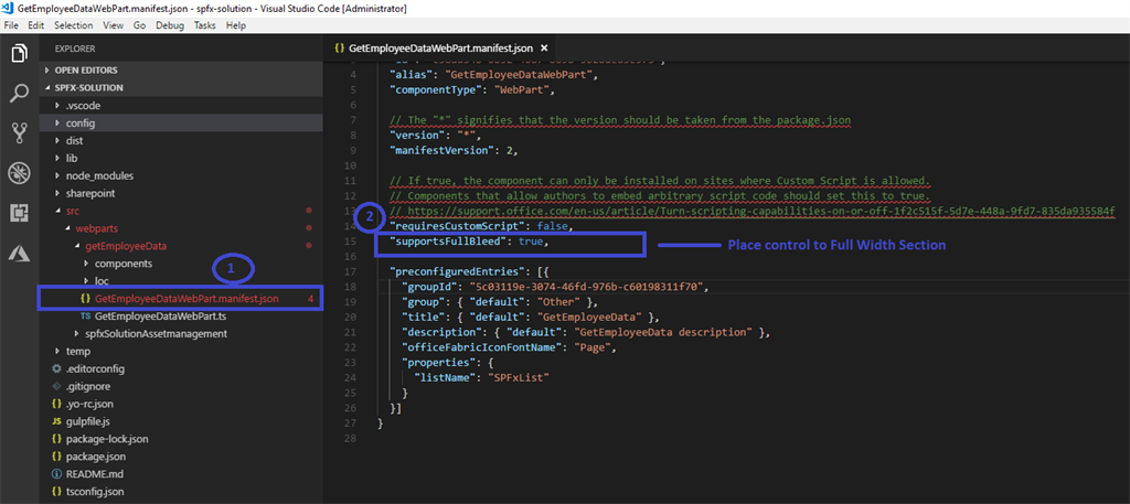 Full Width Column SPFX Control